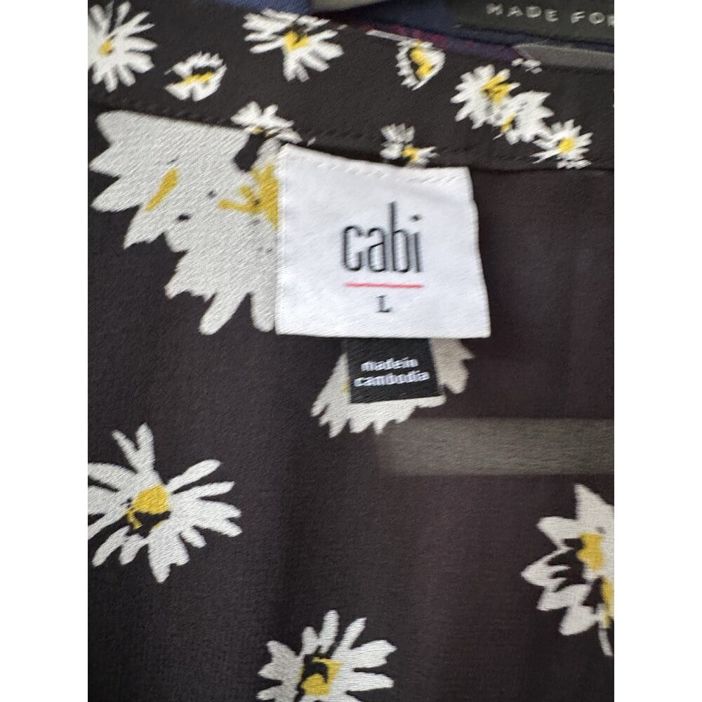 CAbi Daisy Print 2 Piece Chiffon Dress/Duster Wrap Black & White Sz L COTTAGE - Picture 13 of 16